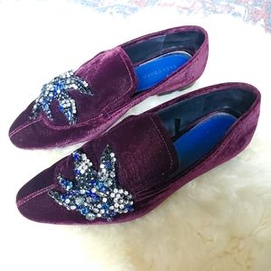 Zara Velvet Rhinestone Loafers 37